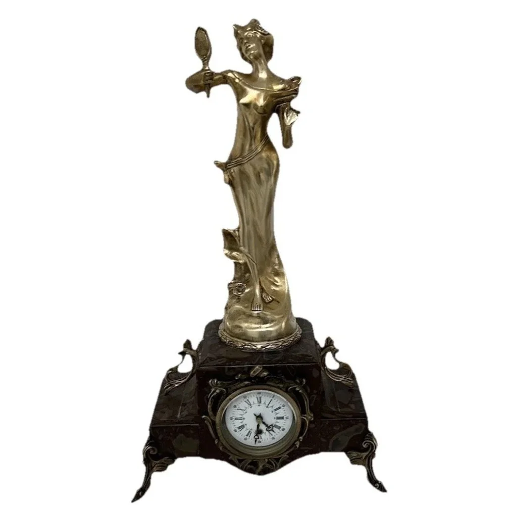 (100)Bronze French Digital mantel clock, from the late 19th to early 20th centur